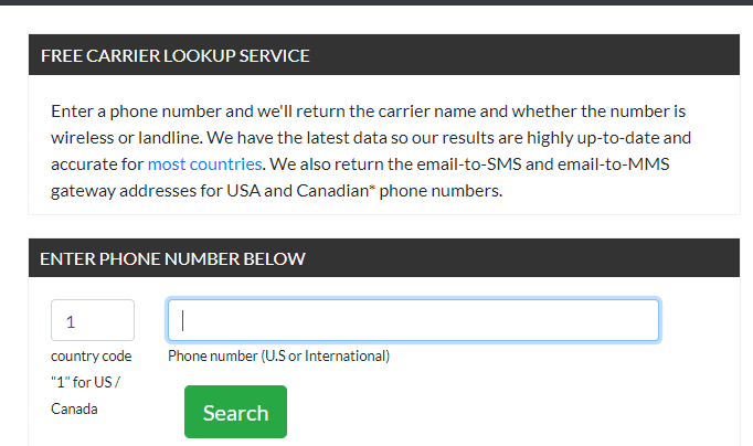 free career lookup api for number validation